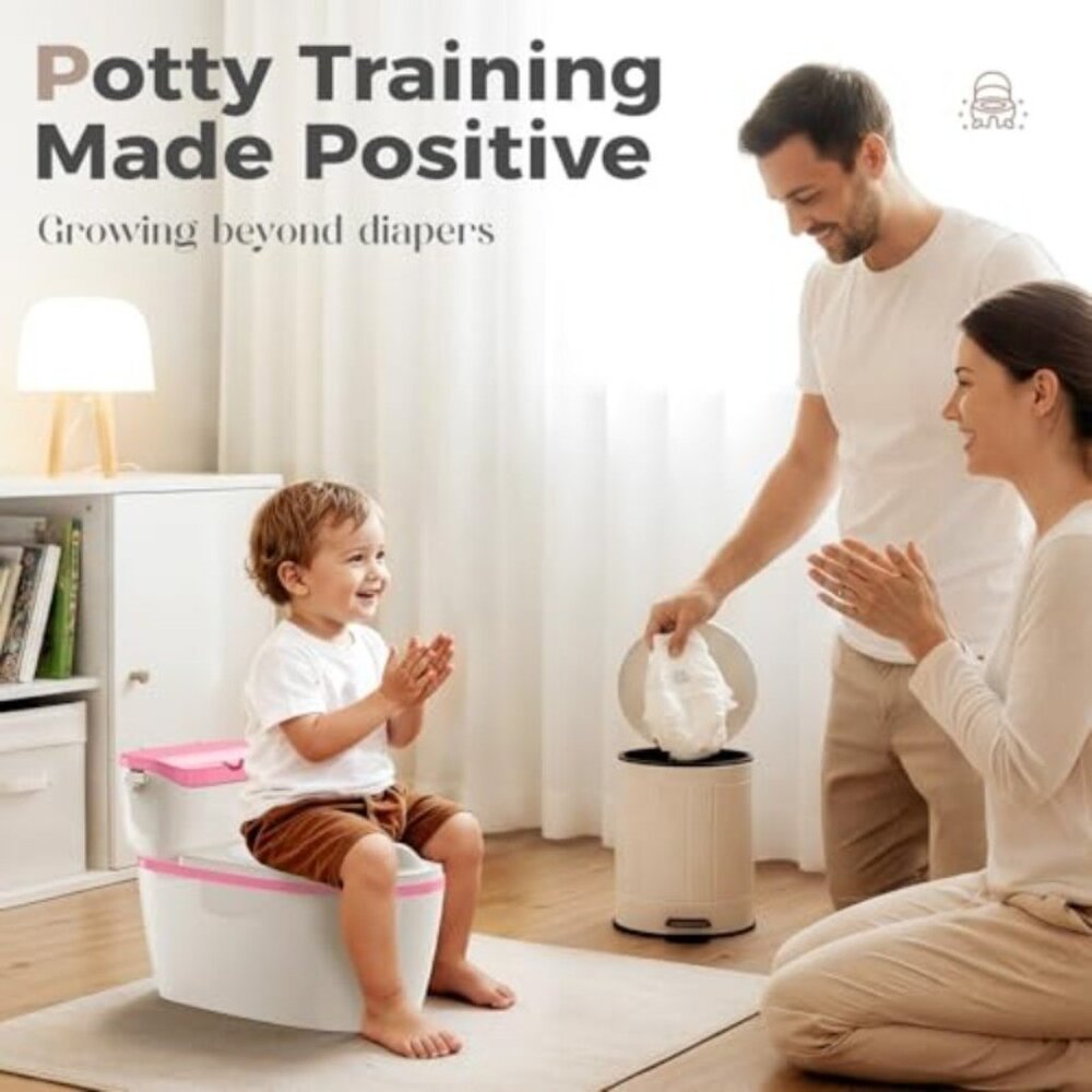 3-in-1 Toddler Potty Training Toilet with Flushing Sound, Wipes Storage & Toilet - Picture 5 of 7